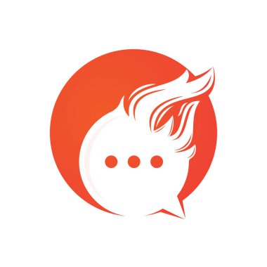 Ateş Sohbeti vektör logosu tasarımı. Alevli konuşma logosu tasarımı.