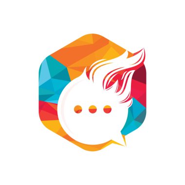 Ateş Sohbeti vektör logosu tasarımı. Alevli konuşma logosu tasarımı.