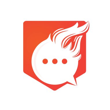 Ateş Sohbeti vektör logosu tasarımı. Alevli konuşma logosu tasarımı.