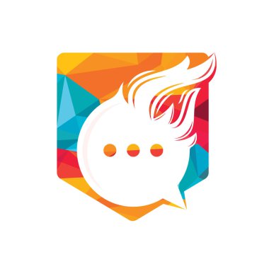 Ateş Sohbeti vektör logosu tasarımı. Alevli konuşma logosu tasarımı.
