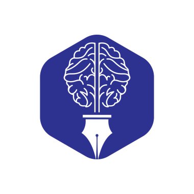 Beyin kalem vektör logosu tasarım şablonu. Akıllı yaratıcı eğitim logosu kavramı.