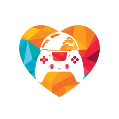 Oyun dünyası vektör logosu tasarımı. Dünya ve oyun konsolu vektör simgesi logosu.