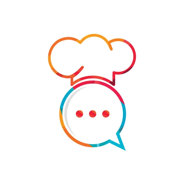 Chef Talk Vector Logo Design Illustration Hat Cooker Chat Symbol — Vetor de Stock