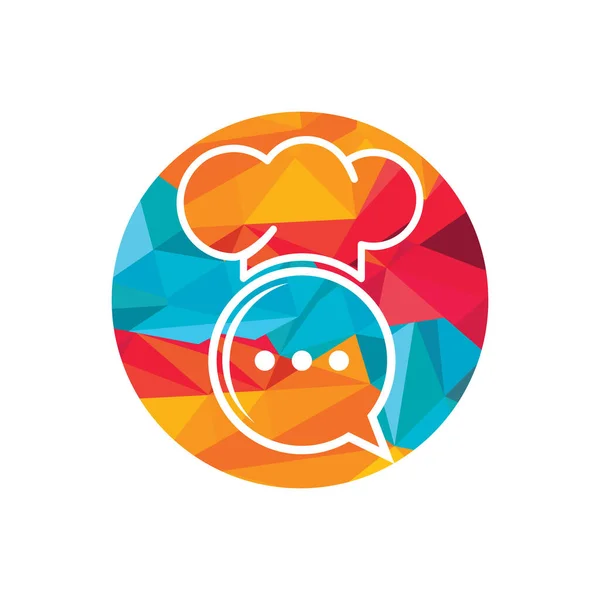 Chef Talk Vector Logo Design Illustration Hat Cooker Chat Symbol — Vetor de Stock