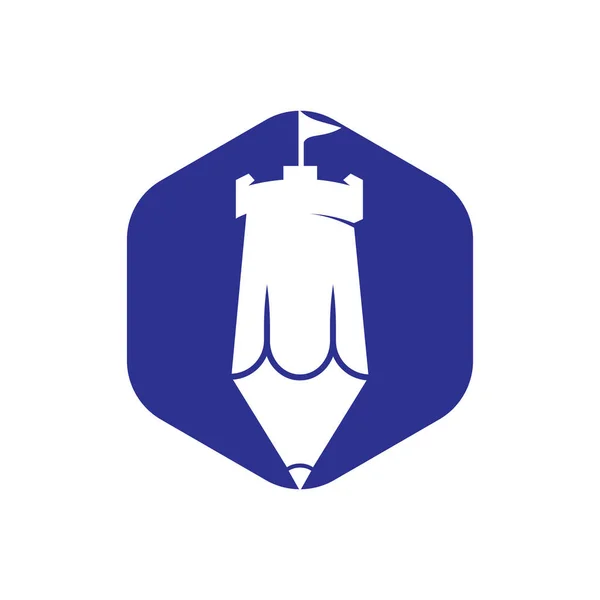 Pencil Castle Vector Logo Design Education Vector Logo Design Concept — Stock Vector
