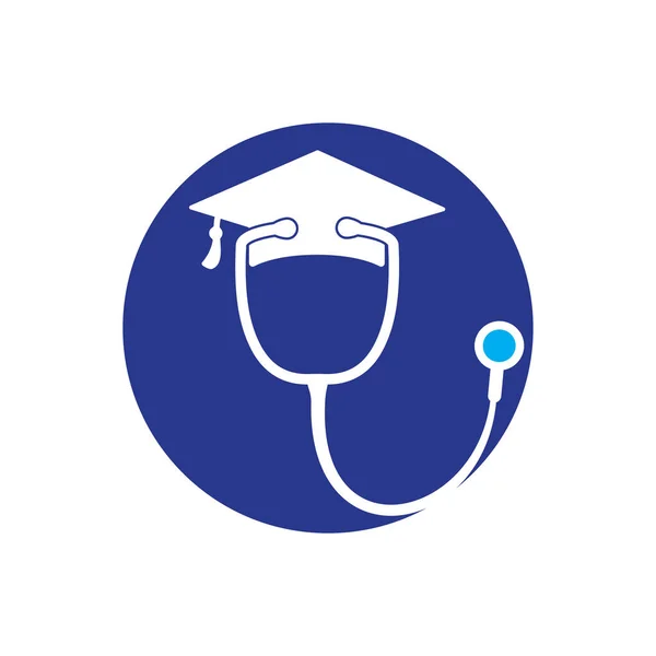 Modello Logo Vettoriale Studente Medico Tappo Graduato Combinato Con Design — Vettoriale Stock