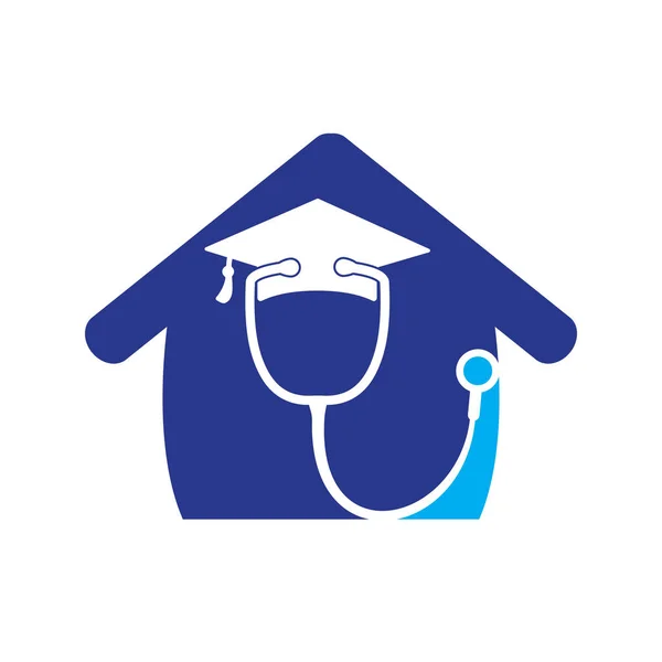 Medical Student Vector Logo Template Graduation Cap Combined Stethoscope Icon — 图库矢量图片