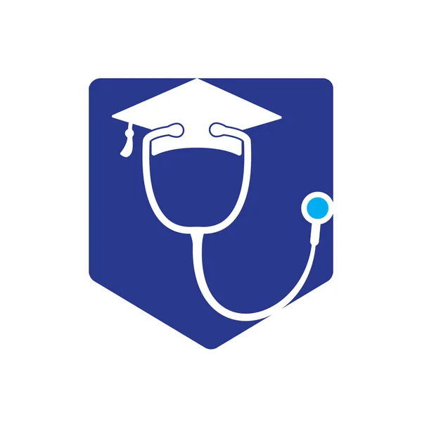 Medical Student Vector Logo Template Graduation Cap Combined Stethoscope Icon — Wektor stockowy