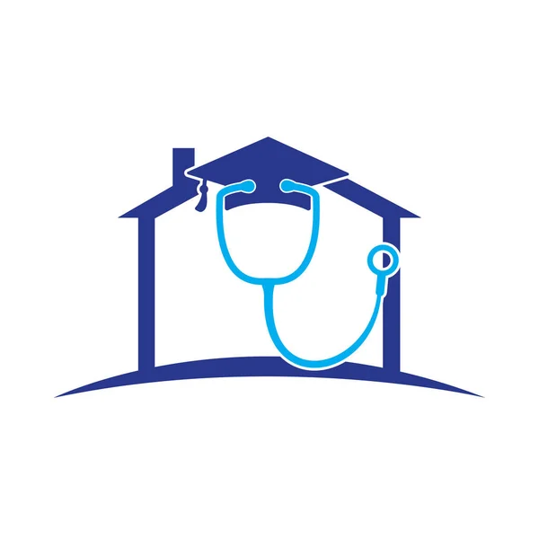 Medical Student Vector Logo Template Graduation Cap Combined Stethoscope Icon — Wektor stockowy
