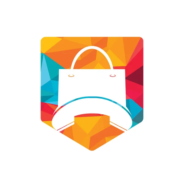 Call Store Vector Logo Design Template Shopping Bag Handset Icon — Vettoriale Stock