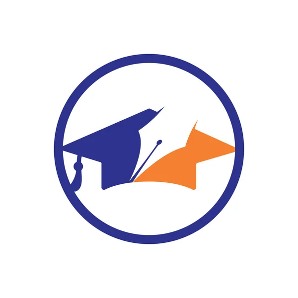 Education Vector Logo Design Template Graduation Hat Pen Icon Vector — 스톡 벡터