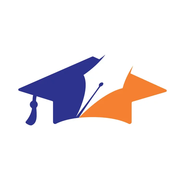 Modelo Design Logotipo Vetor Educação Chapéu Graduação Com Design Vetor —  Vetores de Stock