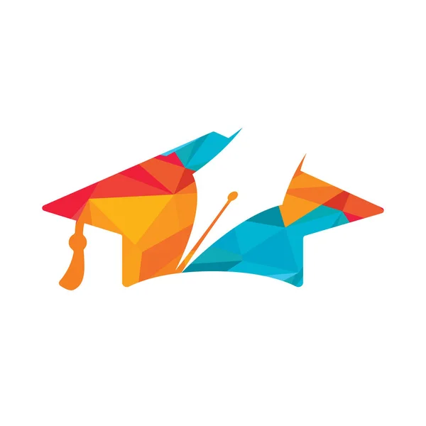 Education Vector Logo Design Template Graduation Hat Pen Icon Vector — Stock Vector
