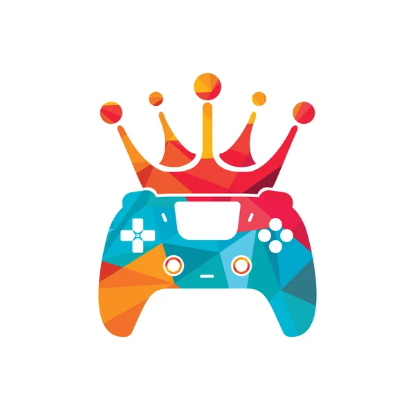 Game King Vector Logo Design Gamepad Crown Vector Icon Design — Vettoriale Stock