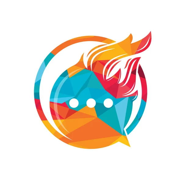 Fire Chat Vector Logo Design Flame Talk Logo Design — Vector de stock