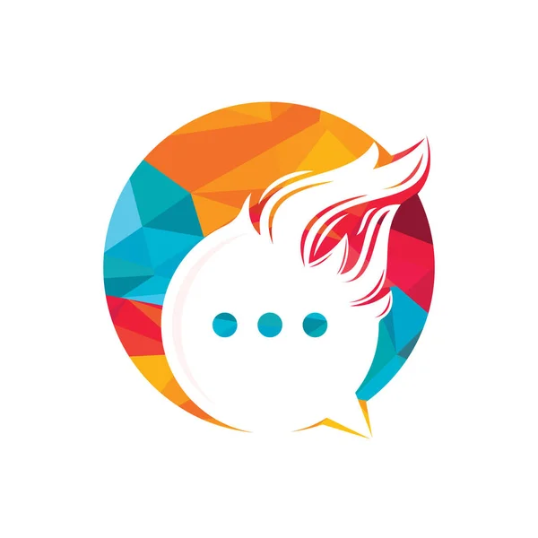 Feuer Chat Vektor Logo Design Flame Talk Logo Design — Stockvektor
