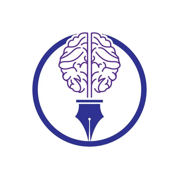Brain Pen Vector Logo Design Template Smart Creative Education Logo — Image vectorielle