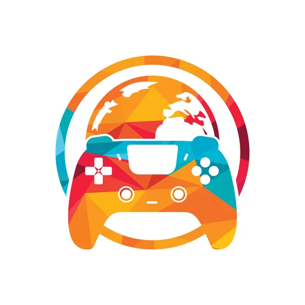 Game World Vector Logo Design Globe Game Console Vector Icon — Vetor de Stock