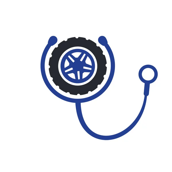 Automotive Support Care Logo Concept Tire Stethoscope Icon Logo Design — Wektor stockowy