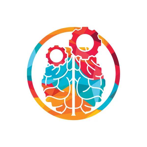 Мозг Шестеренка Дизайн Логотипа Образовательный Механический Символ Икона Уникальная Наука — стоковый вектор