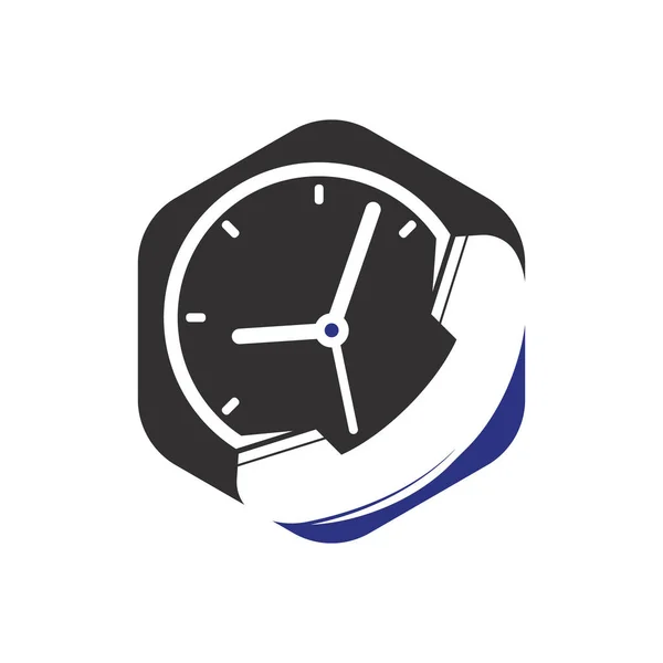 Call Time Vector Logo Design Template Support Service Logo Concept — Stok Vektör
