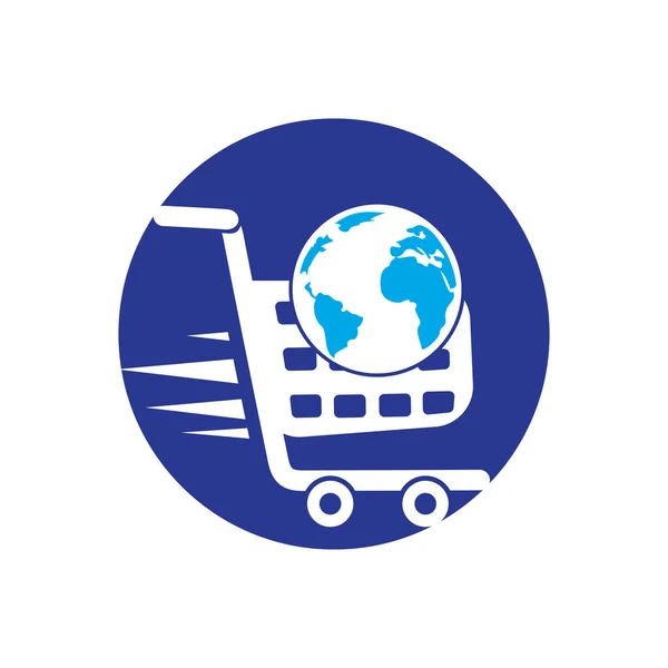 Globe Shopping Cart Vector Logo Design Online Shop Logo Designs — Stock Vector