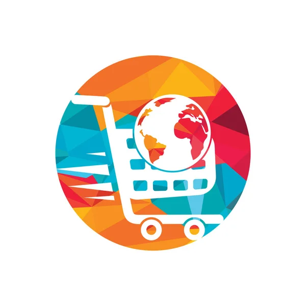 Globe Shopping Cart Logo Vettoriale Design Negozio Online Logo Design — Vettoriale Stock