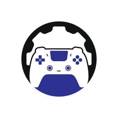 Video game repair vector logo design template. Gamepad with gear icon vector design.