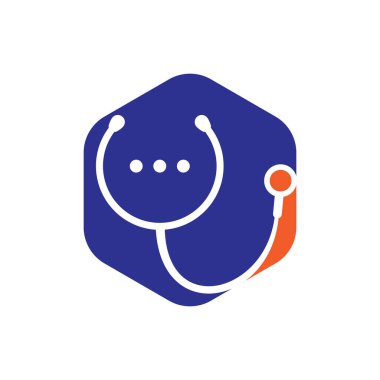 Tıbbi sohbet ve konuşma vektör logosu tasarımı. Doktor yardım ve danışmanlık konsepti.