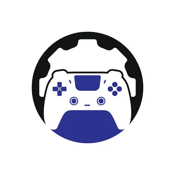 Video Game Repair Vector Logo Design Template Gamepad Gear Icon — Stockvektor