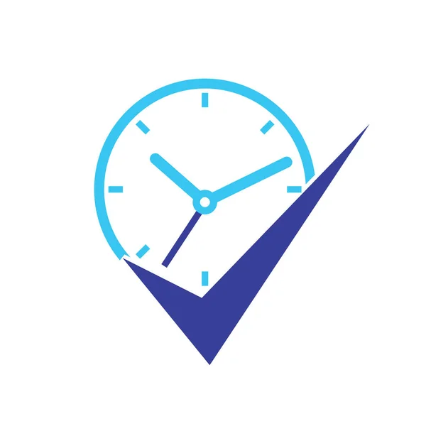 Time Management Vector Logo Template Check Mark Clock Icon Vector — Διανυσματικό Αρχείο