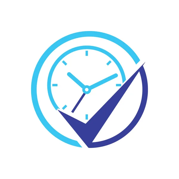 Time Management Vector Logo Template Check Mark Clock Icon Vector — Stock vektor