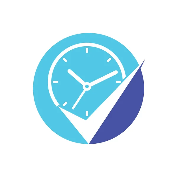 Time Management Vector Logo Template Check Mark Clock Icon Vector — Διανυσματικό Αρχείο