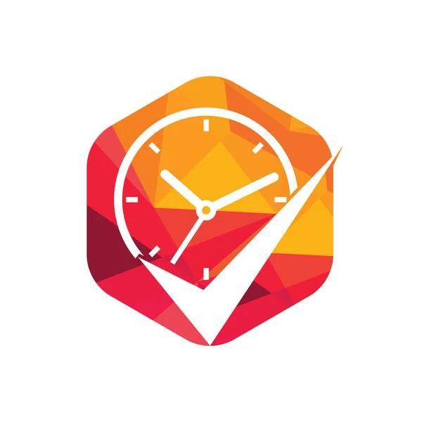 Time Management Vector Logo Template Check Mark Clock Icon Vector — ストックベクタ