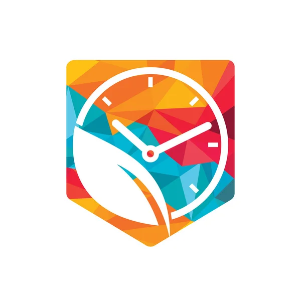 Natur Zeit Vektor Logo Design Kombination Aus Vektor Uhr Und — Stockvektor