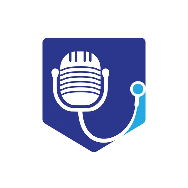Doctor Podcast Vector Logo Design Stethoscope Microphone Illustration Symbol — ストックベクタ