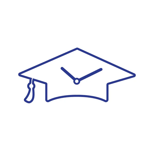 Desenho Logotipo Vetor Tempo Estudo Chapéu Graduação Com Design Ícone —  Vetores de Stock
