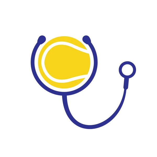 Tennis Stethoscope Vector Logo Design Sports Health Care Logo Concept — Wektor stockowy