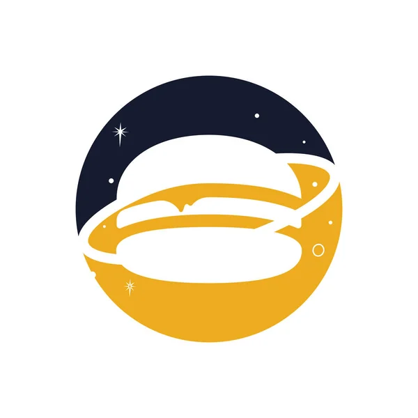 Векторный Логотип Бургер Планеты Концепция Пищевого Кофе Логотипа Ресторана — стоковый вектор