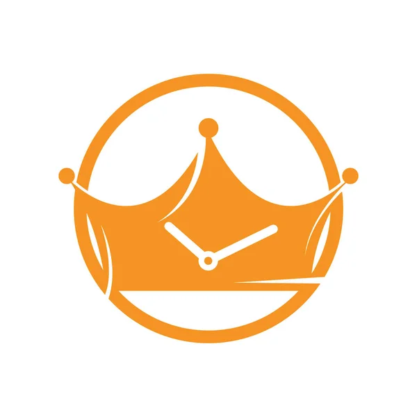 Plantilla Diseño Logotipo Vector Tiempo King Corona Con Icono Reloj — Archivo Imágenes Vectoriales