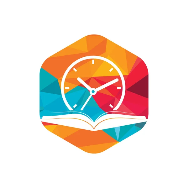 Study Time Vector Logo Design Book Clock Icon Design — ストックベクタ