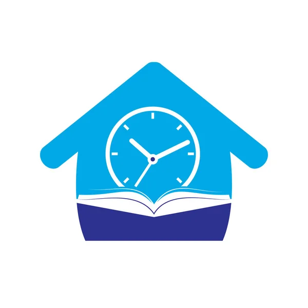 Study Time Vector Logo Design Book Clock Icon Design — Wektor stockowy