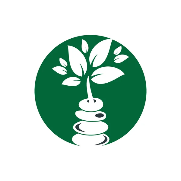 Spa Meditação Vetor Logotipo Design Zen Conceito Logotipo Bem Estar — Vetor de Stock