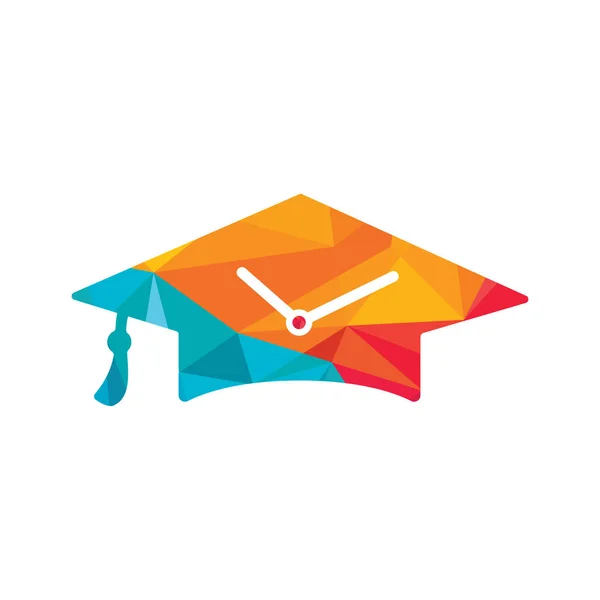 Tanulmányozza Idővektor Logóját Graduation Kalap Óra Ikon Design — Stock Vector