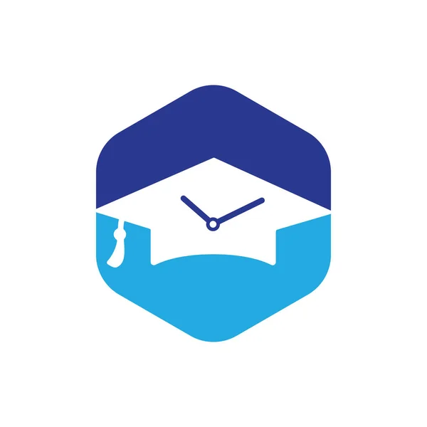 Study Time Vector Logo Design Graduation Hat Clock Icon Design — Image vectorielle