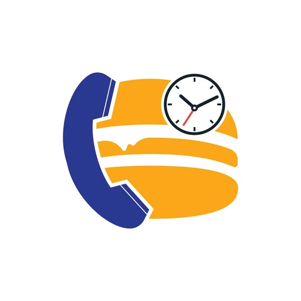 Food Call Vector Logo Design Time Food Delivery Logo Concept — Vector de stock