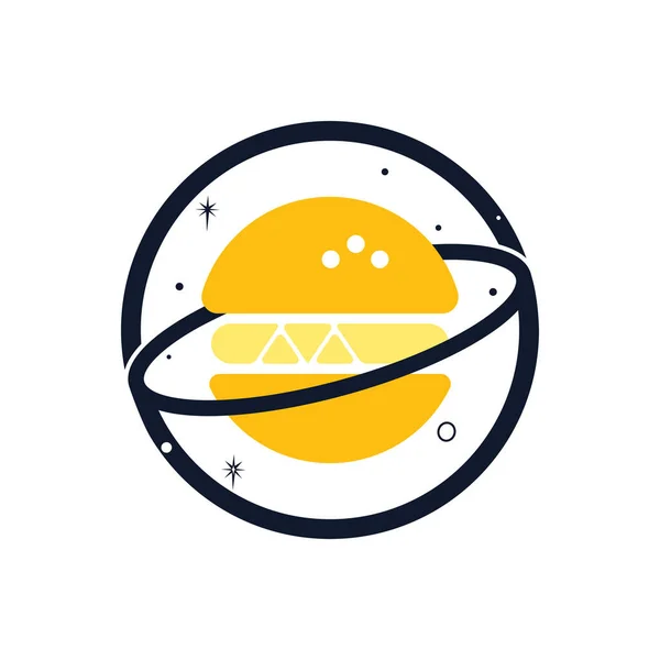 Projeto Logotipo Vetor Planeta Burger Comida Caf Restaurante Logotipo Conceito — Vetor de Stock