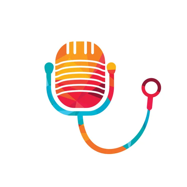 Doktor Podcast Vektor Logo Design Stethoskop Und Mikrofon Als Symbol Vektorgrafiken