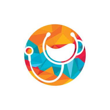 Healthy coffee vector logo design. Doctors stethoscope with coffee cup logo design.