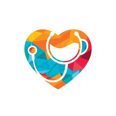 Sağlıklı kahve vektör logosu tasarımı. Kahve fincanı logosu tasarımlı doktorlar..